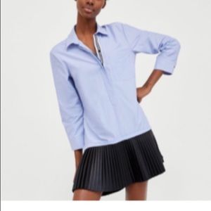 Zara shirt dress with leather skirt